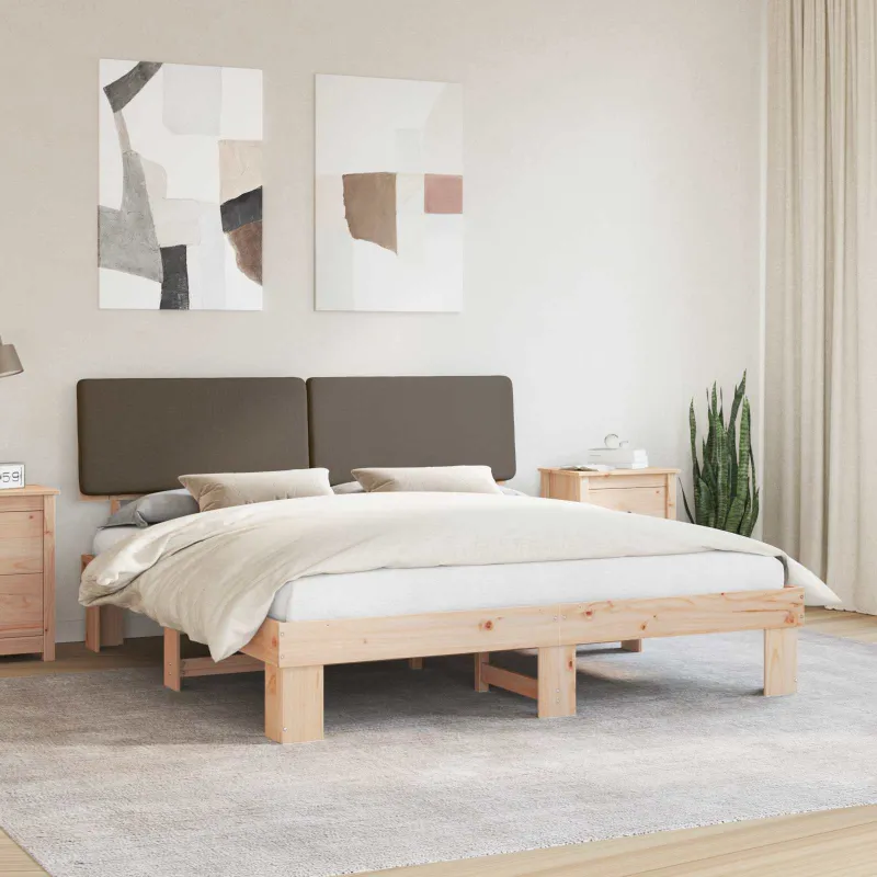 Lovo rėmas su apmuštu galvūgaliu Taupe 200 x 200 cm