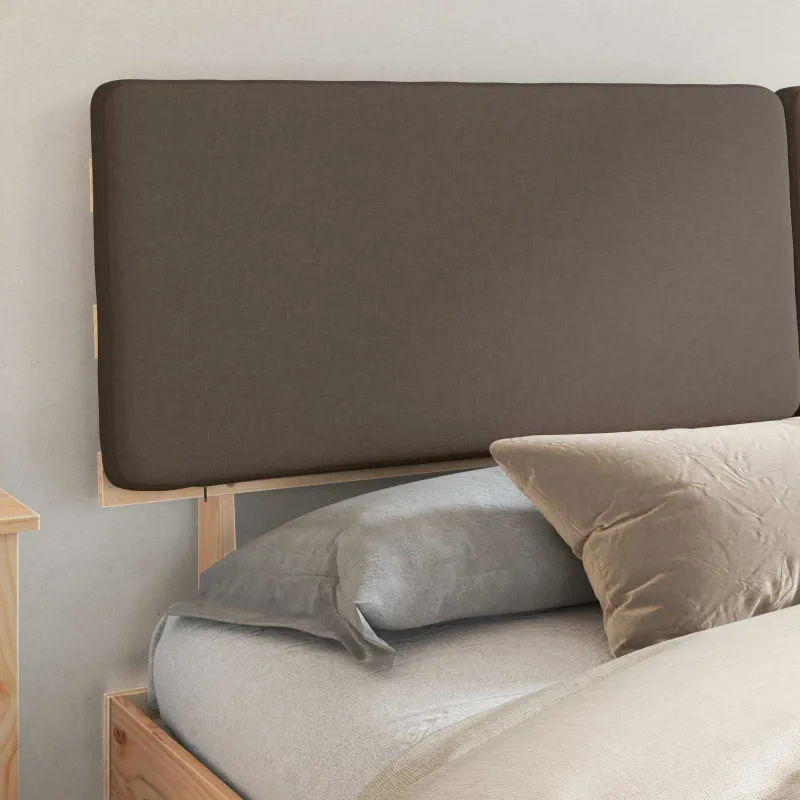 Lovo rėmas su apmuštu galvūgaliu Taupe 200 x 200 cm