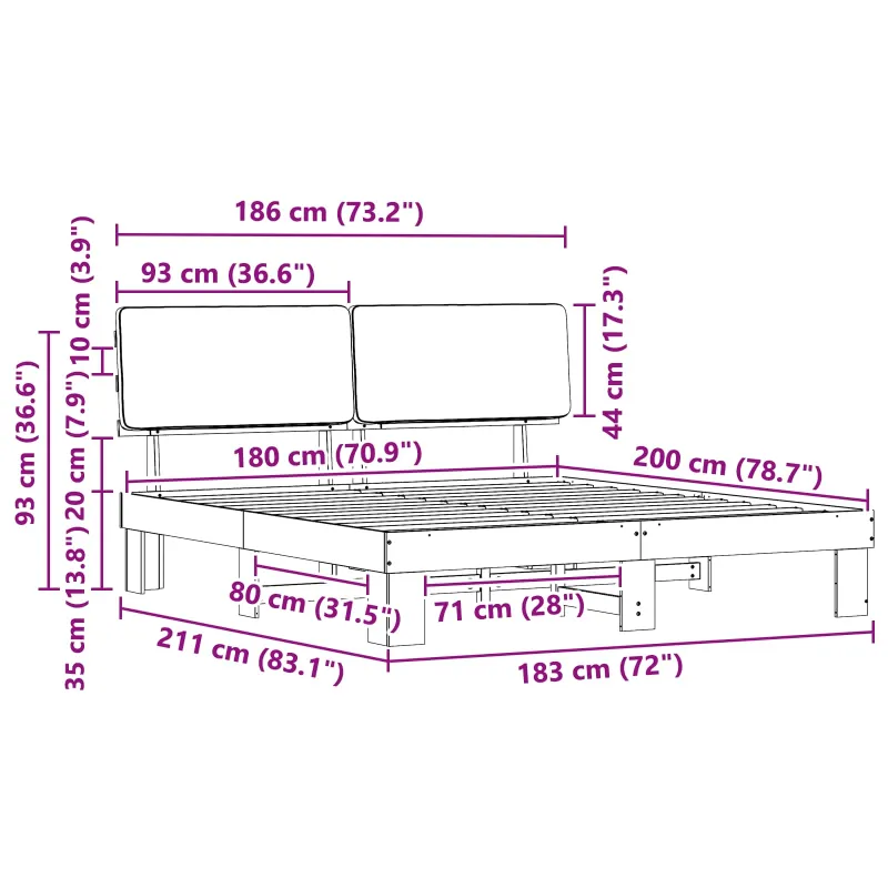Lovo rėmas su apmuštu galvūgaliu Taupe 200 x 200 cm