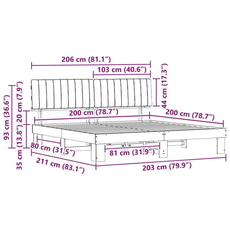 Lovo rėmas su apmuštu galvūgaliu Šviesiai pilka 200 x 200 cm