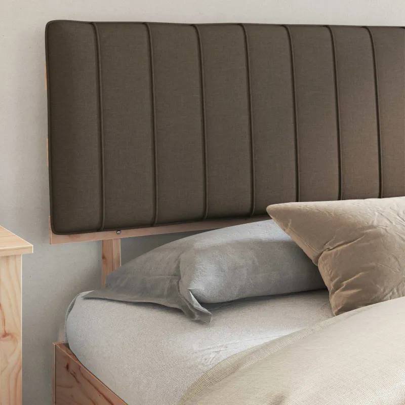 Lovo rėmas su apmuštu galvūgaliu Taupe 200 x 200 cm