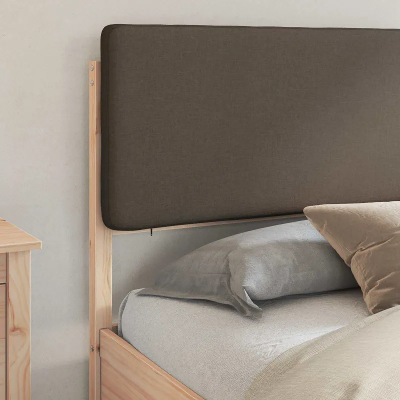 Lovo rėmas su apmuštu galvūgaliu Taupe 200 x 200 cm