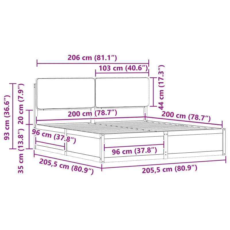 Lovo rėmas su apmuštu galvūgaliu Šviesiai pilka 200 x 200 cm