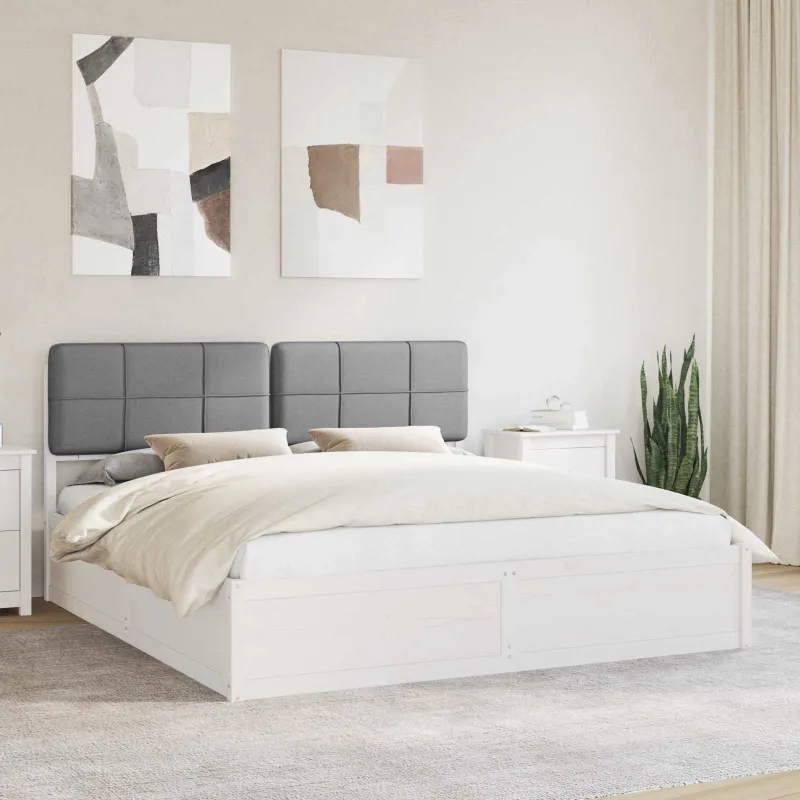 Lovo rėmas su apmuštu galvūgaliu Šviesiai pilka 180 x 200 cm