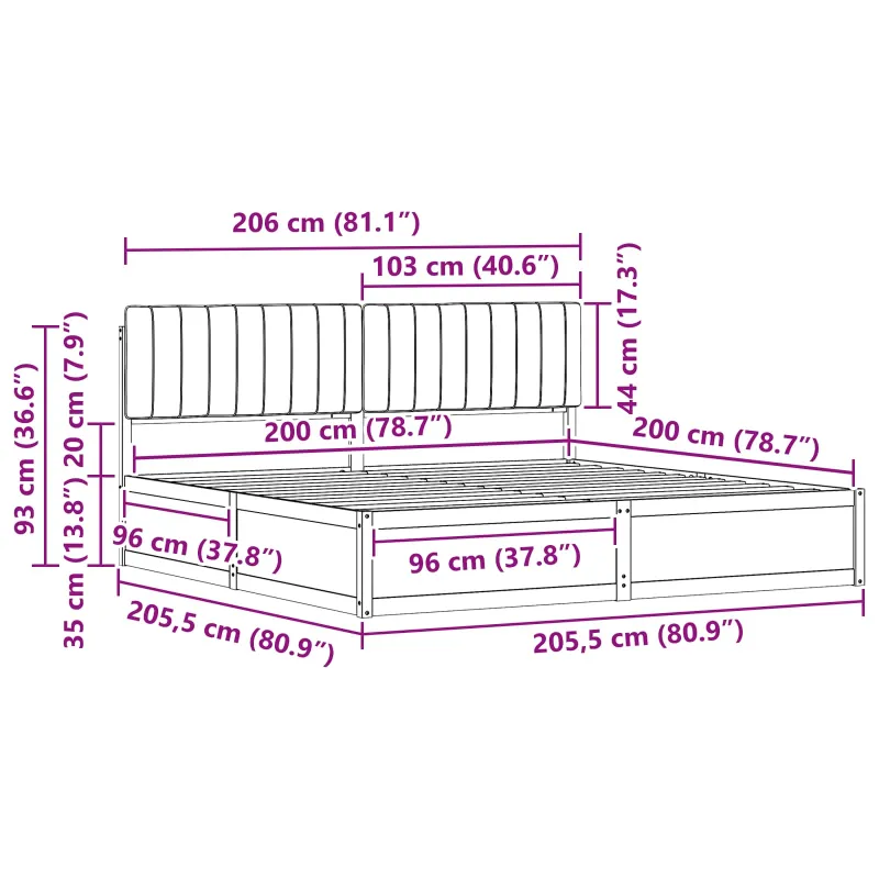 Lovo rėmas su apmuštu galvūgaliu Taupe 200 x 200 cm