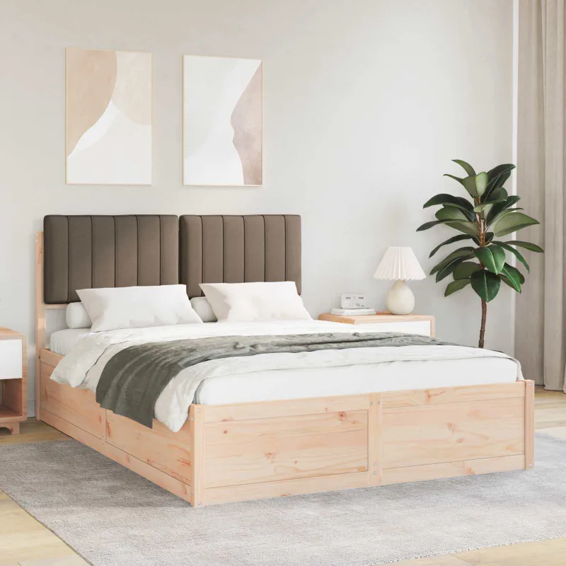 Lovo rėmas su apmuštu galvūgaliu Taupe 135 x 190 cm