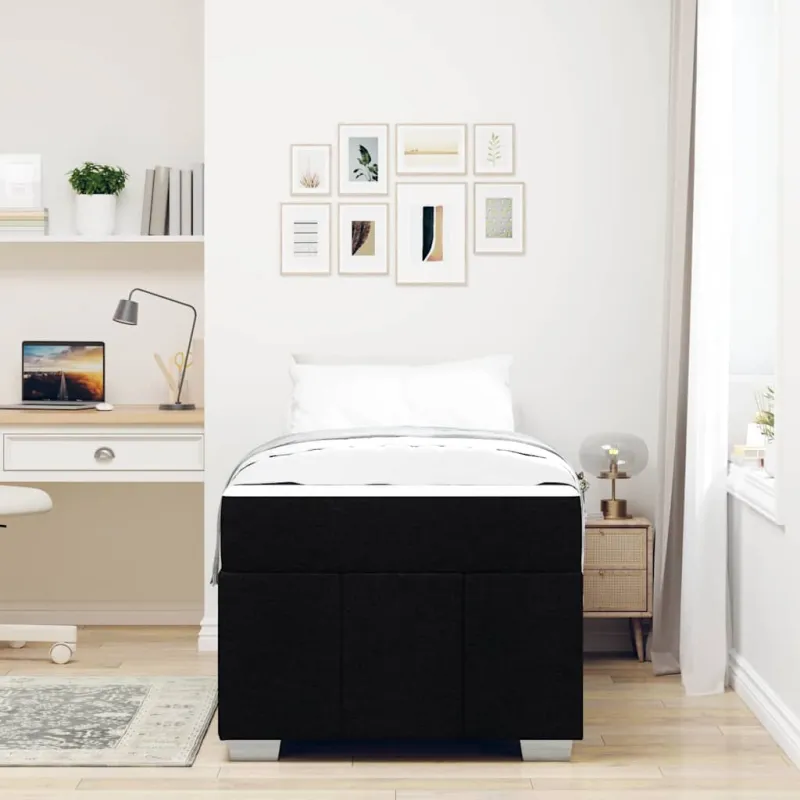 Lovos rėmas su čiužiniu Juoda 80 x 200 cm audinys