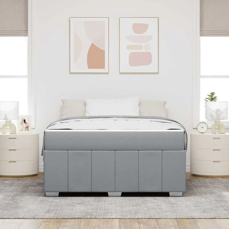 Lovos rėmas su čiužiniu Šviesiai pilka 160 x 200 cm audinys