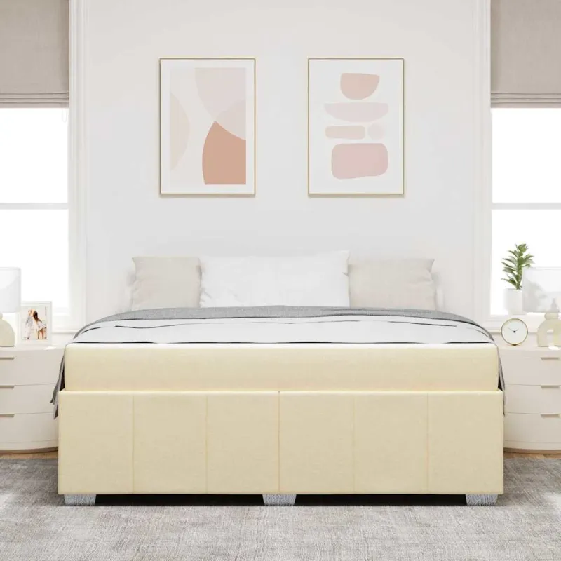 Lovos rėmas su čiužiniu Kreminė 180 x 200 cm audinys