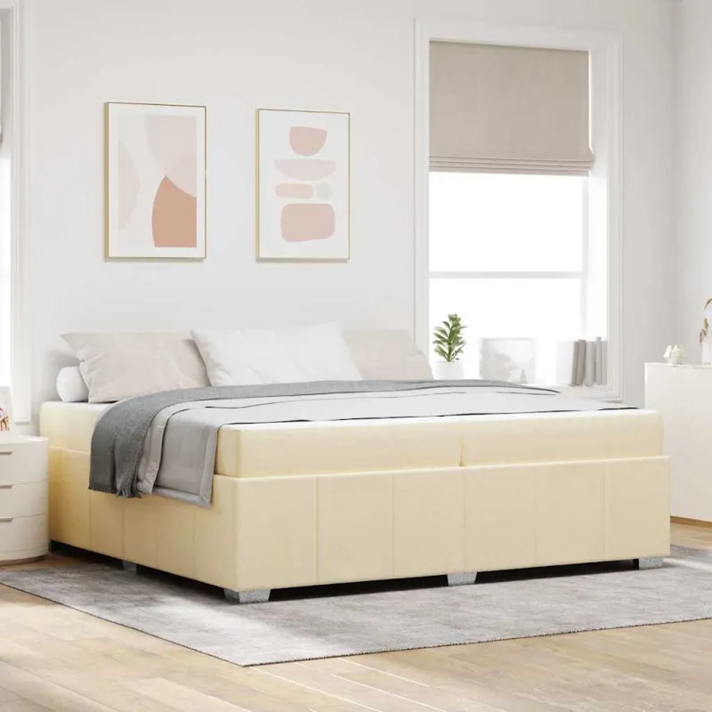 Lovos rėmas su čiužiniu Kreminė 200 x 200 cm audinys