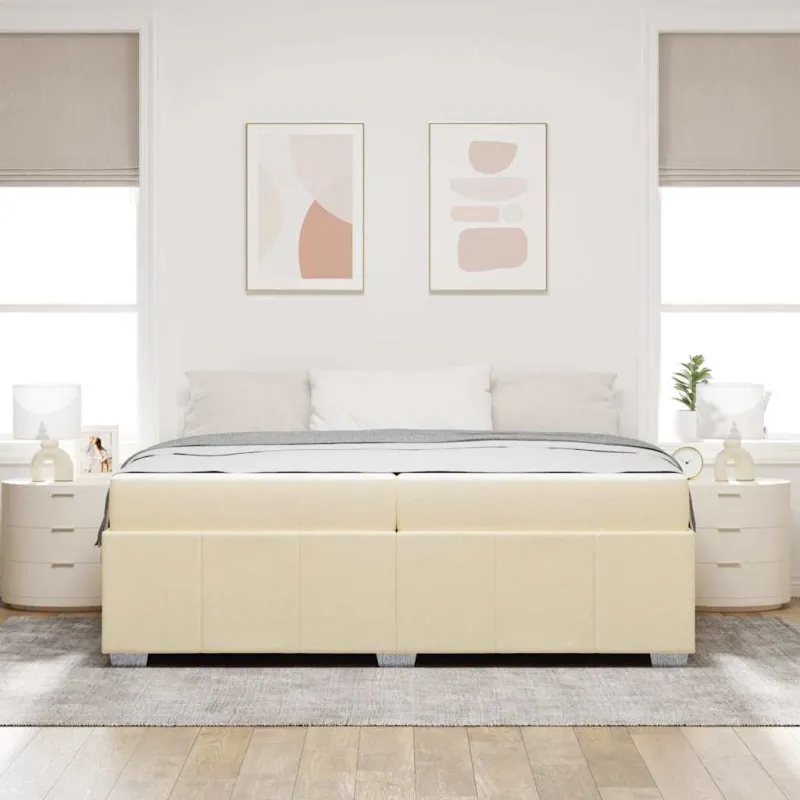 Lovos rėmas su čiužiniu Kreminė 200 x 200 cm audinys