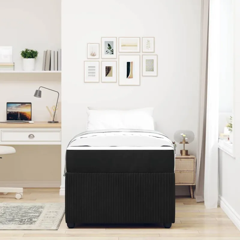 Lovos rėmas su čiužiniu Juoda 80 x 200 cm audinys