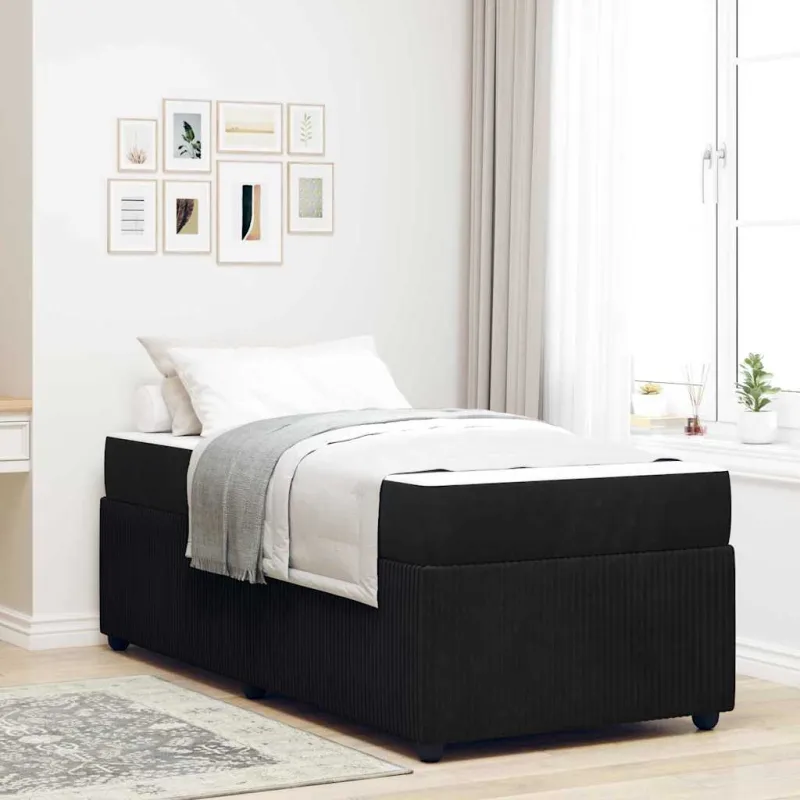 Lovos rėmas su čiužiniu Juoda 90 x 190 cm audinys