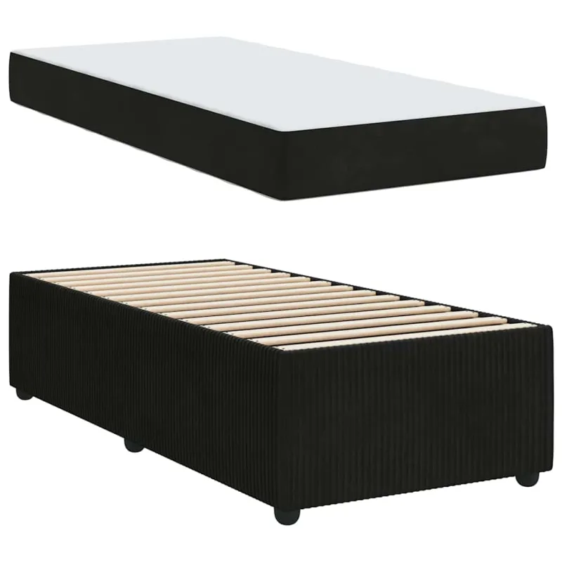 Lovos rėmas su čiužiniu Juoda 90 x 200 cm audinys