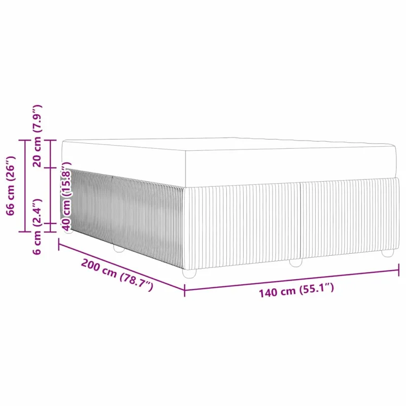 Lovos rėmas su čiužiniu Šviesiai pilka 140 x 200 cm audinys