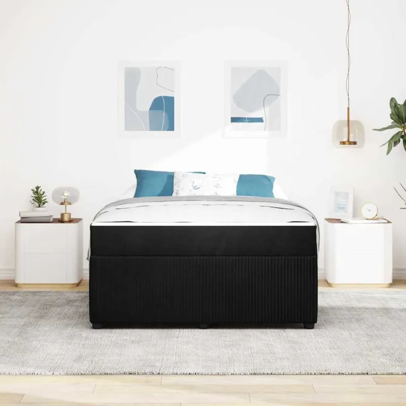 Lovos rėmas su čiužiniu Juoda 160 x 200 cm audinys