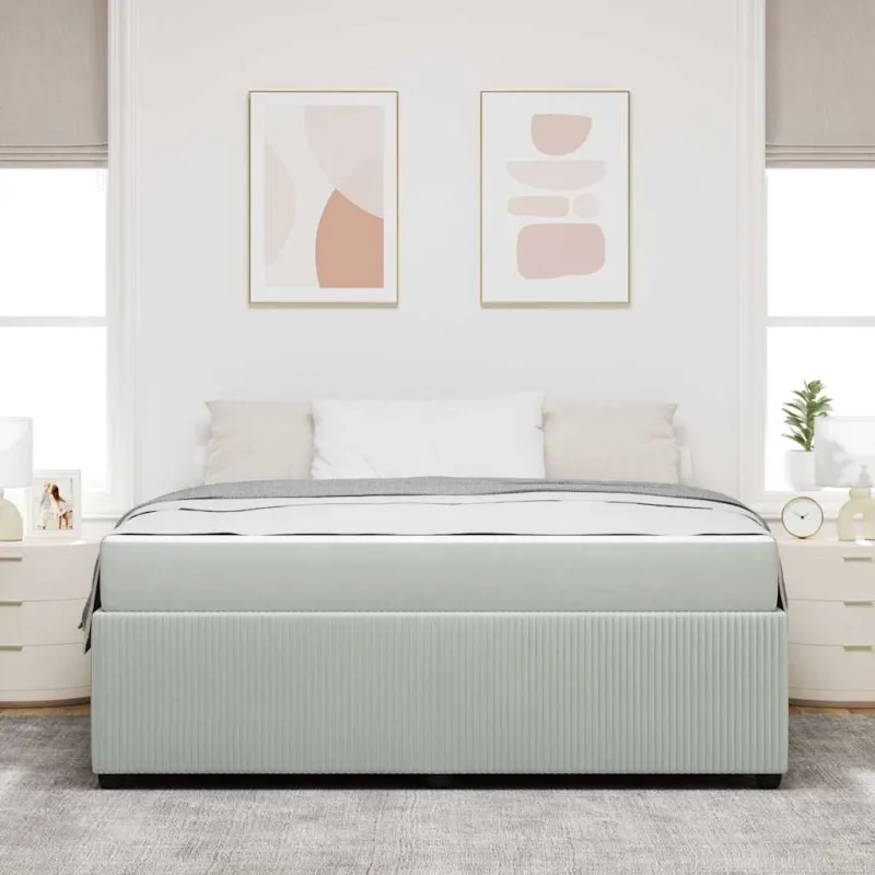 Lovos rėmas su čiužiniu Šviesiai pilka 180 x 200 cm audinys