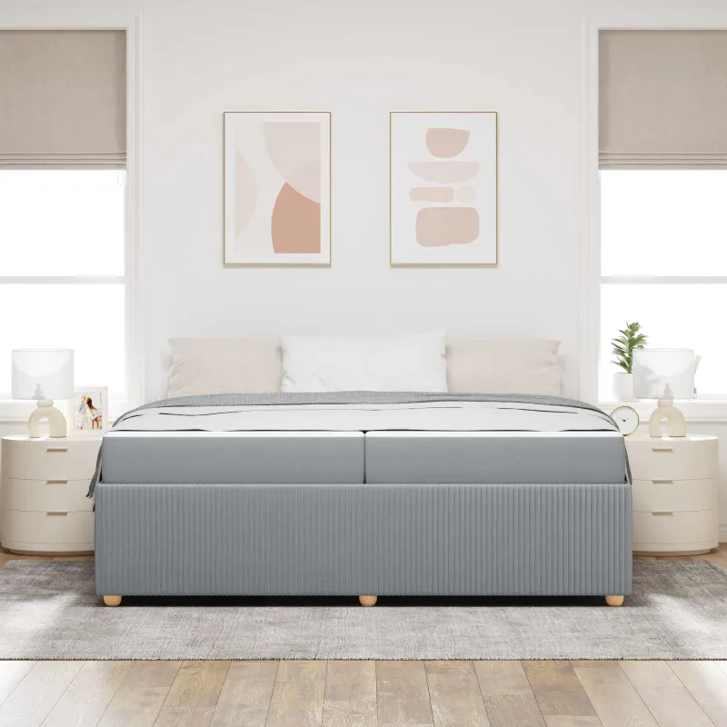 Lovos rėmas su čiužiniu Šviesiai pilka 200 x 200 cm audinys