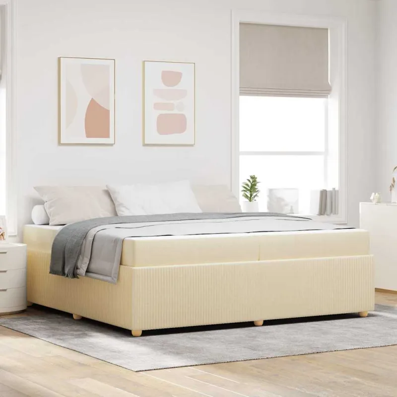 Lovos rėmas su čiužiniu Kreminė 200 x 200 cm audinys