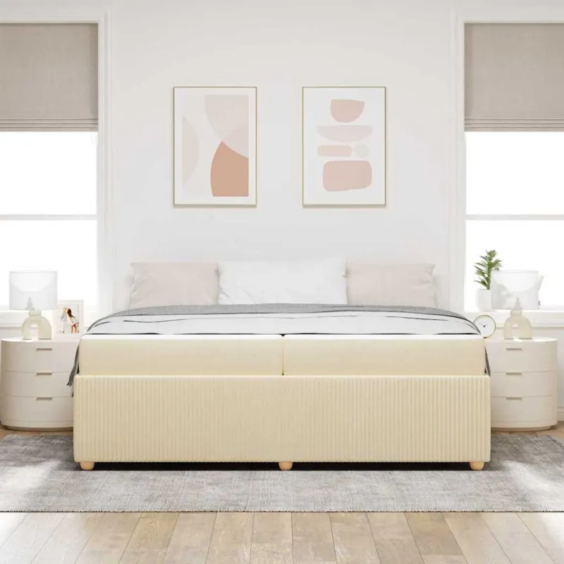 Lovos rėmas su čiužiniu Kreminė 200 x 200 cm audinys