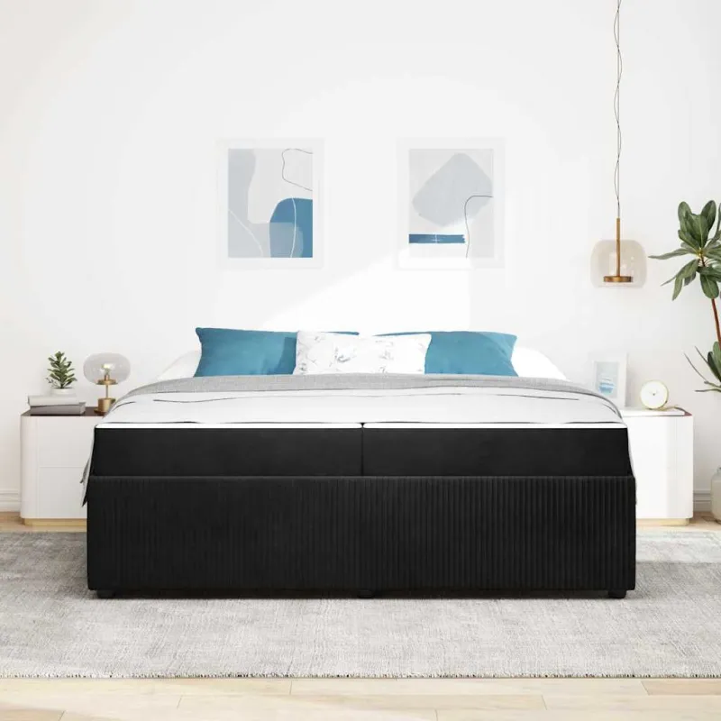 Lovos rėmas su čiužiniu Juoda 200 x 200 cm audinys