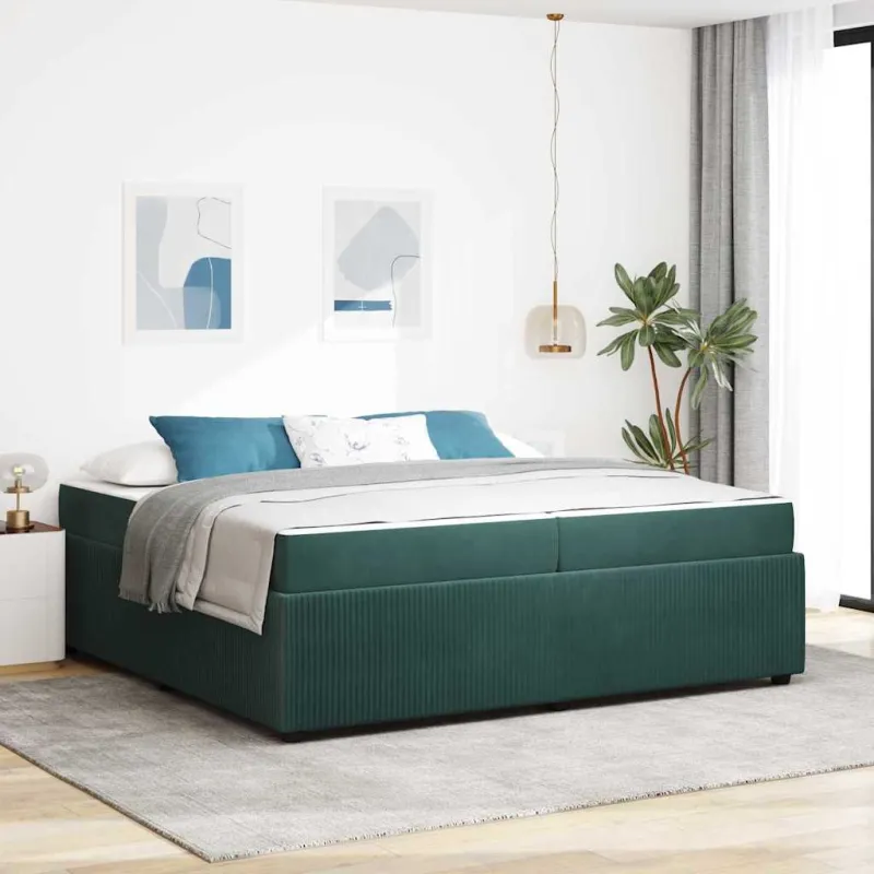 Lovos rėmas su čiužiniu Tamsiai žalia 200 x 200 cm audinys