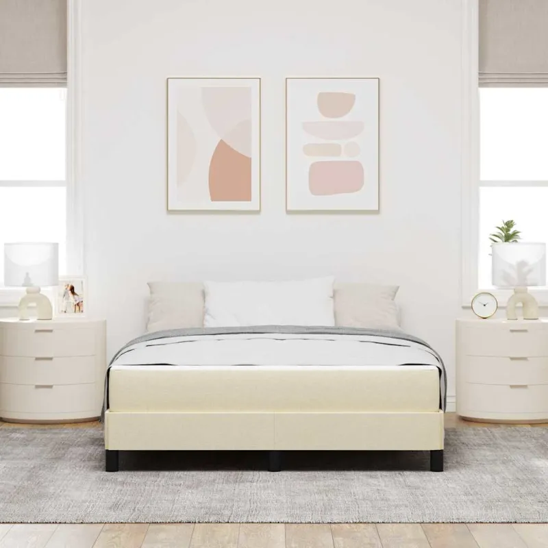 Kiemas lova su čiužiniu Kreminė 140 x 200 cm audinys