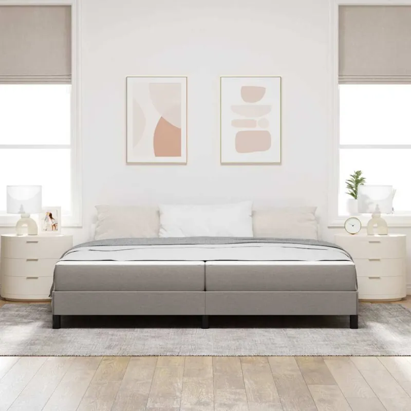 Kiemas lova su čiužiniu Taupe 200 x 200 cm audinys