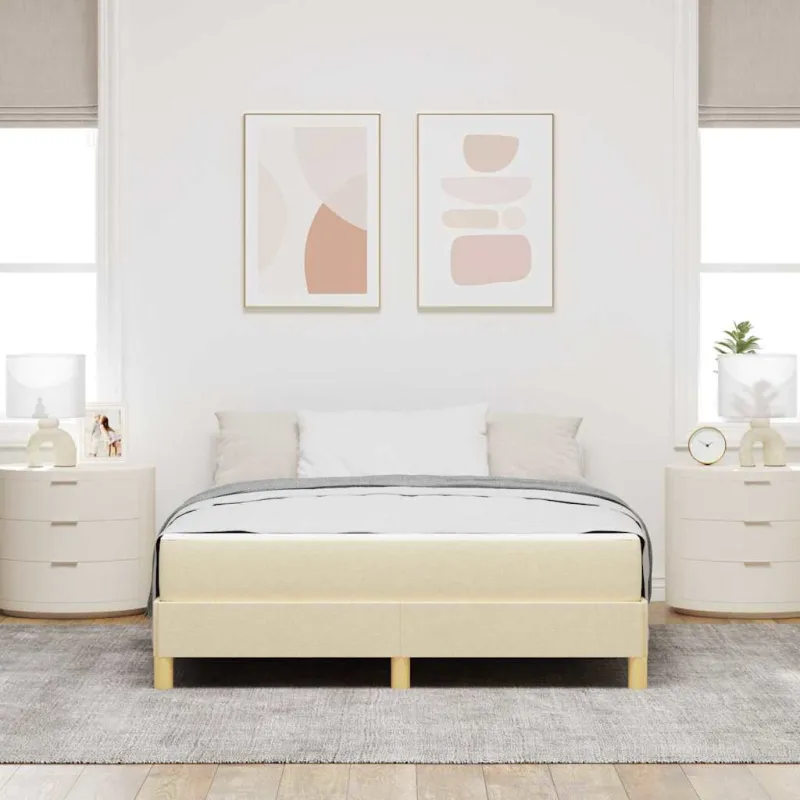 Kiemas lova su čiužiniu Kreminė 140 x 190 cm audinys