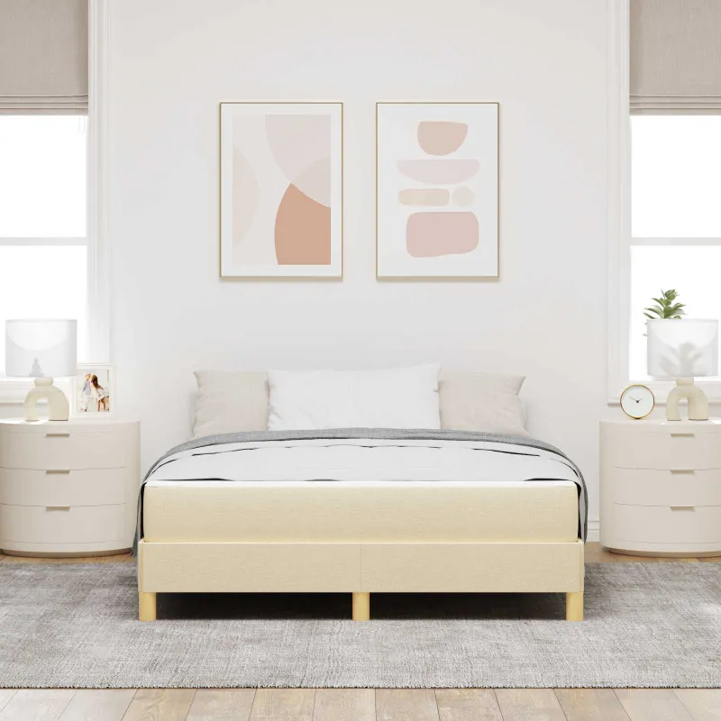 Kiemas lova su čiužiniu Kreminė 140 x 200 cm audinys