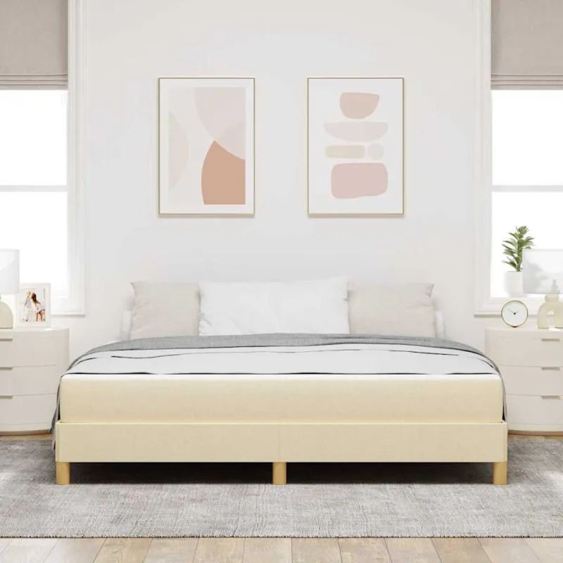 Kiemas lova su čiužiniu Kreminė 180 x 200 cm audinys