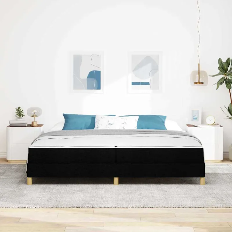 Kiemas lova su čiužiniu Juoda 200 x 200 cm audinys