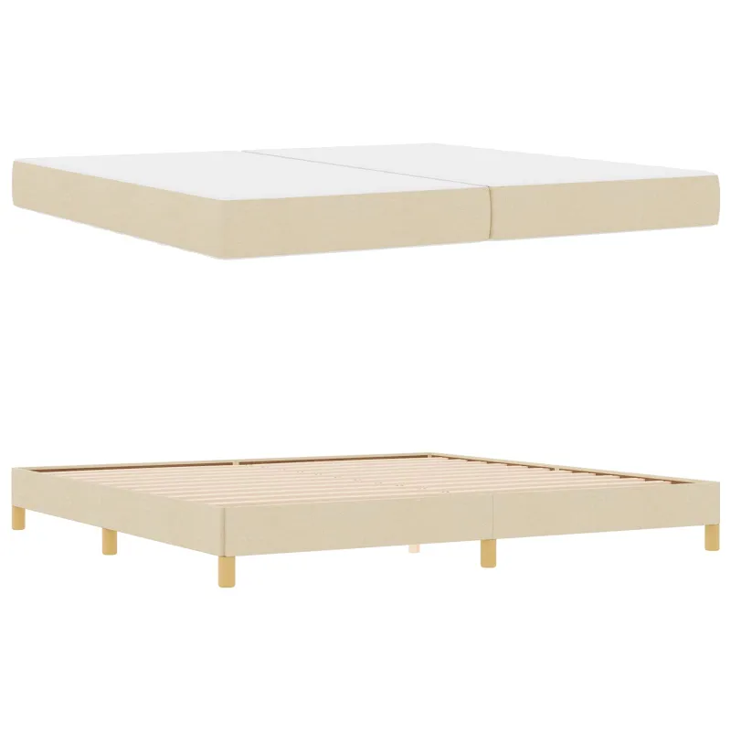 Kiemas lova su čiužiniu Kreminė 200 x 200 cm audinys
