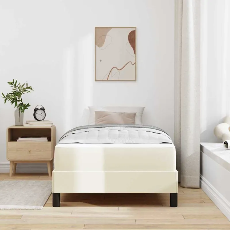Lovos rėmas su čiužiniu Kreminė 80 x 200 cm audinys