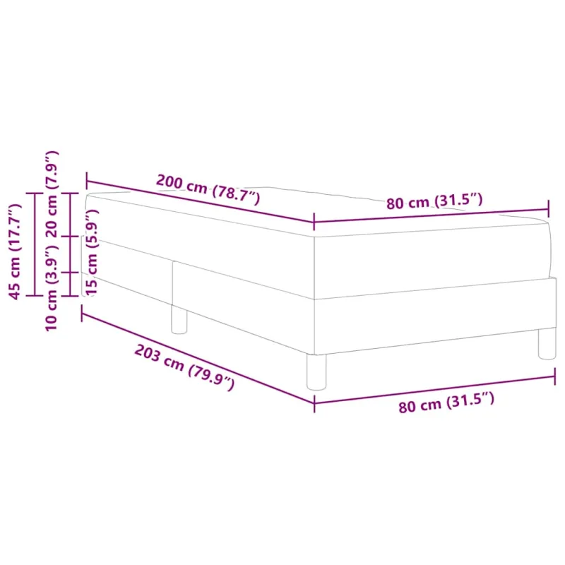 Lovos rėmas su čiužiniu Pilka 80 x 200 cm audinys