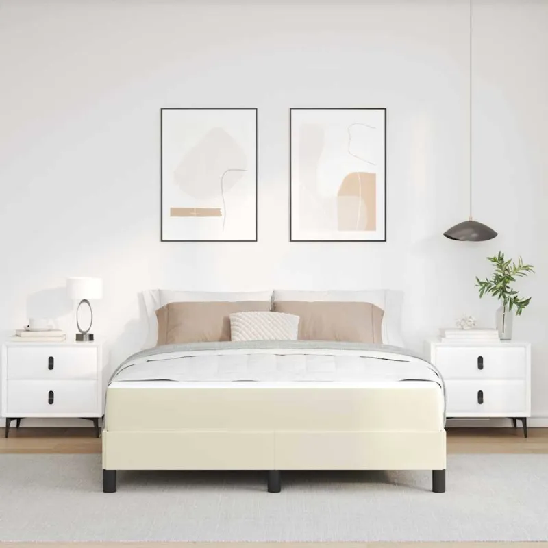 Lovos rėmas su čiužiniu Kreminė 140 x 190 cm audinys