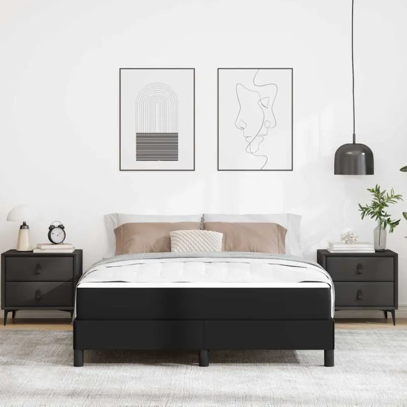 Lovos rėmas su čiužiniu Juoda 140 x 200 cm audinys