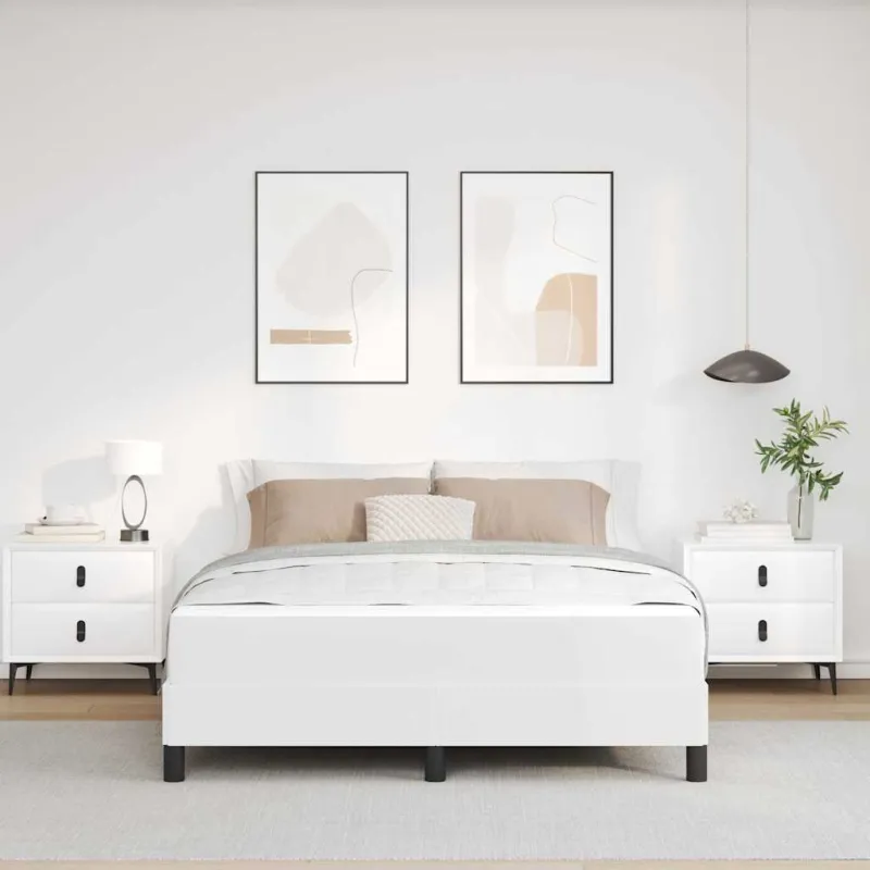 Lovos rėmas su čiužiniu Švari balta 140 x 200 cm audinys