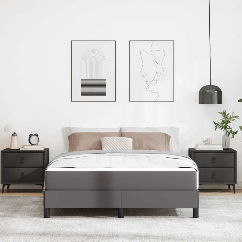 Lovos rėmas su čiužiniu Pilka 160 x 200 cm audinys