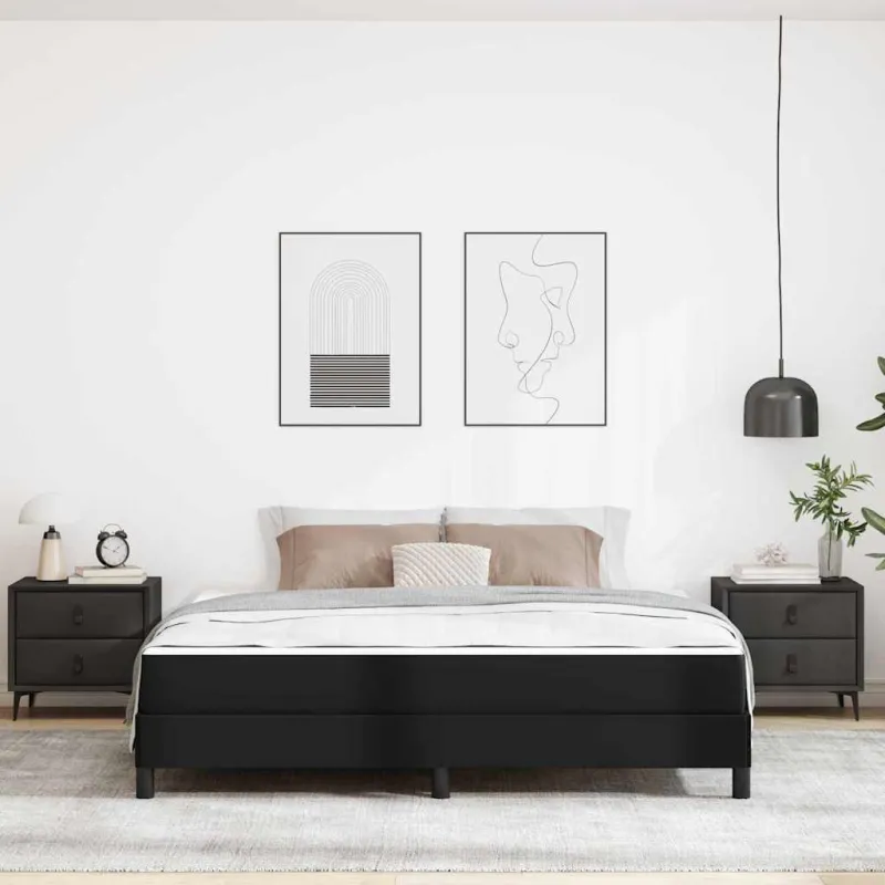 Lovos rėmas su čiužiniu Juoda 180 x 200 cm audinys