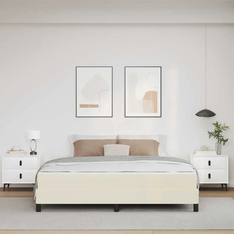 Lovos rėmas su čiužiniu Kreminė 180 x 200 cm audinys