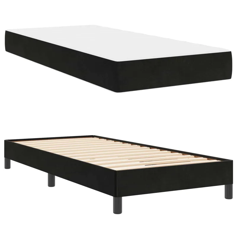Kiemas lova su čiužiniu Juoda 90 x 190 cm audinys