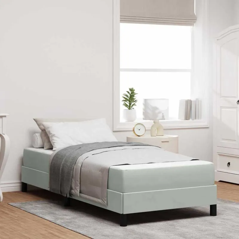 Kiemas lova su čiužiniu Šviesiai pilka 90 x 200 cm audinys