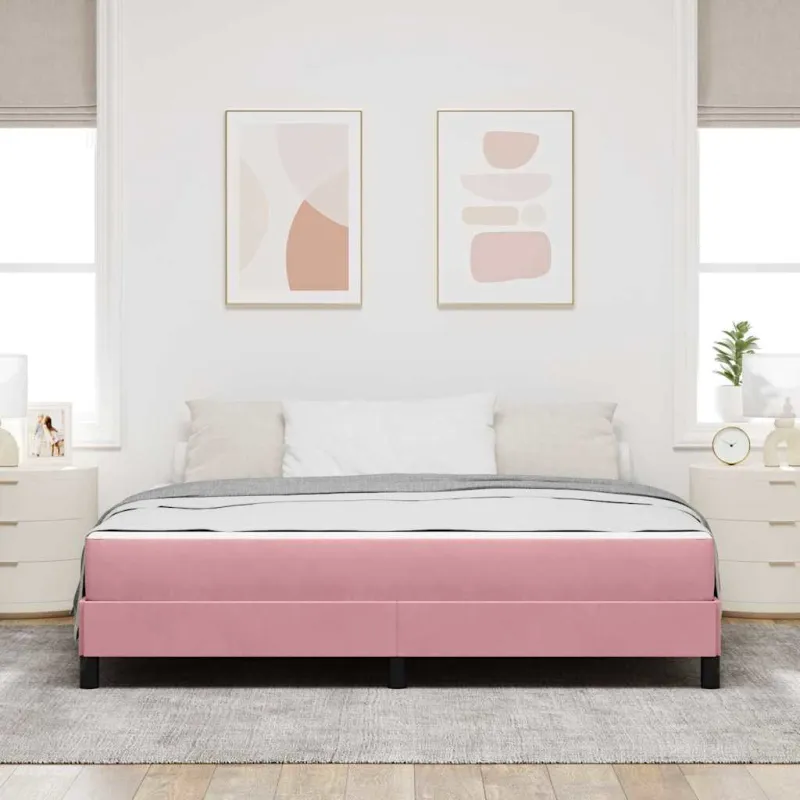 Kiemas lova su čiužiniu Rožinė 180 x 200 cm audinys