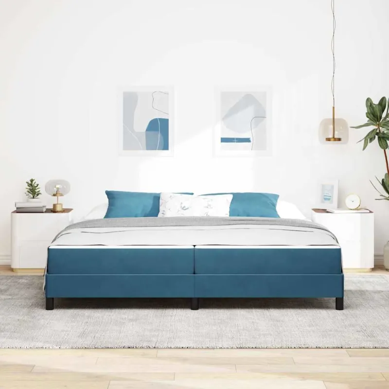Kiemas lova su čiužiniu Tamsiai mėlyna 200 x 200 cm audinys