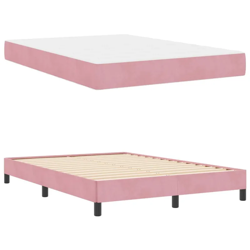 Kiemas lova su čiužiniu Rožinė 160 x 210 cm audinys