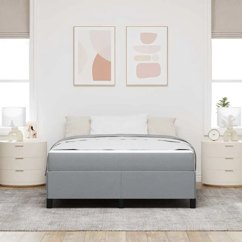 Kiemas lova su čiužiniu Šviesiai pilka 140 x 190 cm audinys