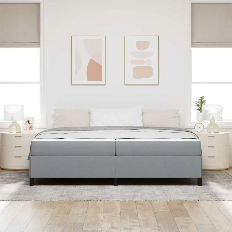 Kiemas lova su čiužiniu Šviesiai pilka 200 x 200 cm audinys