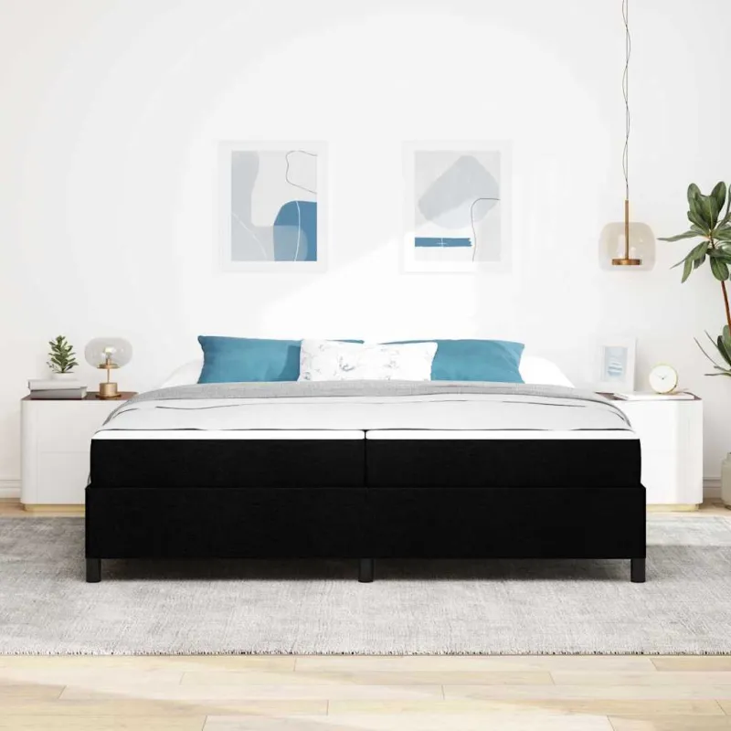 Kiemas lova su čiužiniu Juoda 200 x 200 cm audinys
