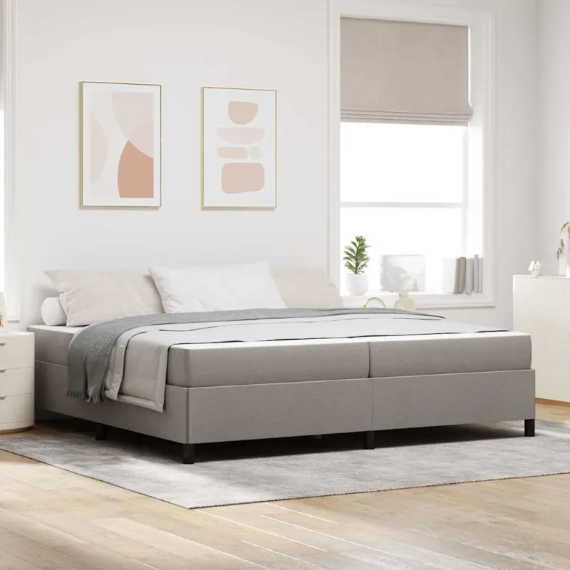 Kiemas lova su čiužiniu Taupe 200 x 200 cm audinys